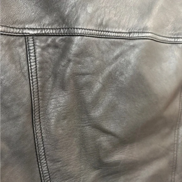 All Saints Black Leather Biker Jacket with Gold Hardware - Picture 3 of 5